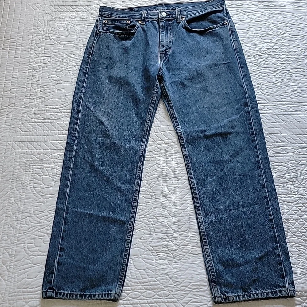 Levi's 505 Mens Classic Blue Jeans Size W34 L30 Roomier Fit In The Thighs/Ankle